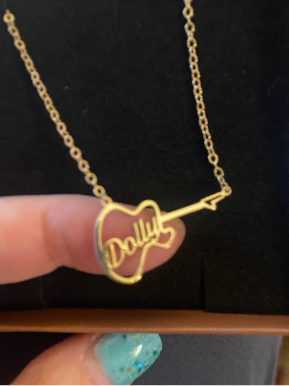 For the Dolly lover or your name is Dolly too minimalist guitar necklace - Picture 2 of 3